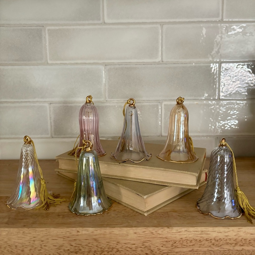 Vintage Lenox Set of 6 Decorative Crystal Bells Holiday Decor